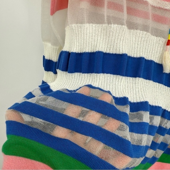 Mira Mikati Striped Cotton Blend Mixed Media Hoodie Sweater Size 40 or US 8 - Picture 9 of 14